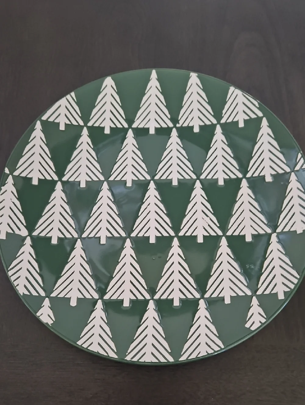 Crate & Barrel Green Holiday Tree Pattern Salad Plate